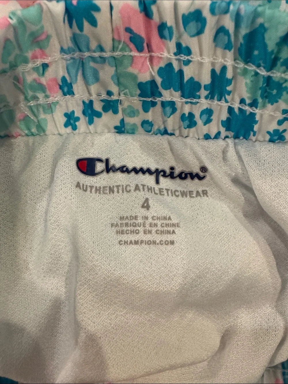 Champion Floral Athletic Shorts in Teal & Pink